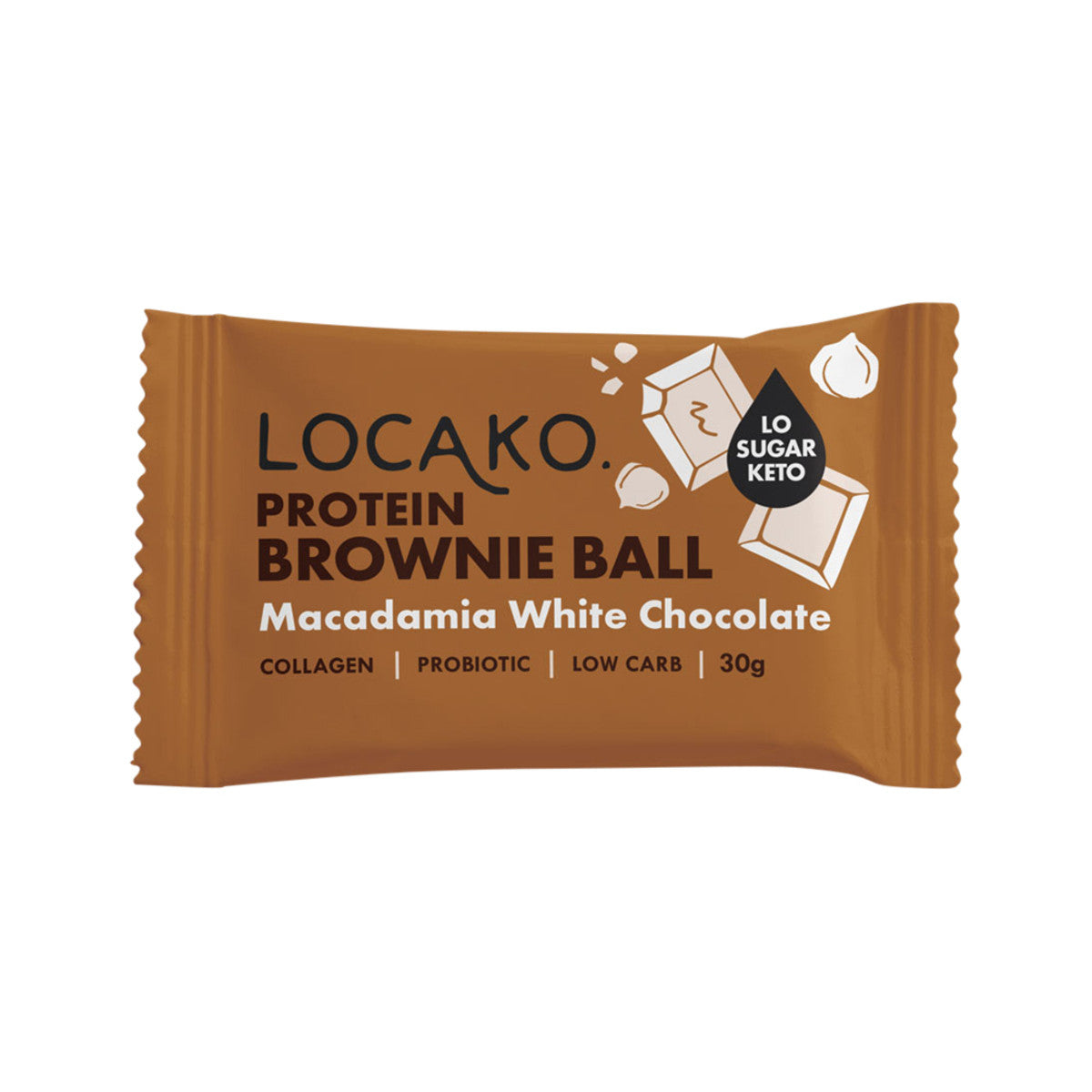 Locako Protein Brownie Ball Macadamia White Chocolate 30g(Pack of 10)