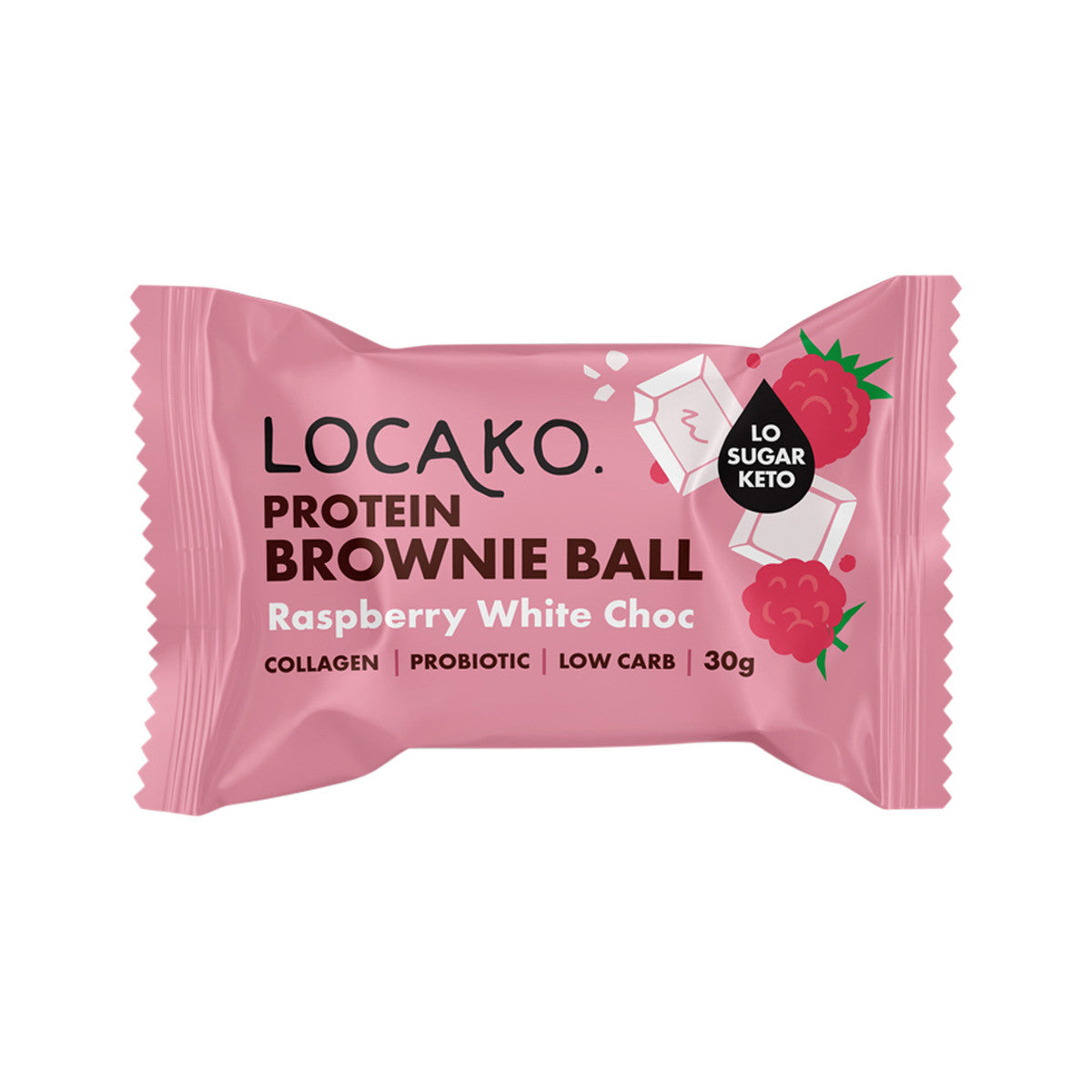 Locako Protein Brownie Ball Raspberry White Chocolate 30g(Pack of 10)