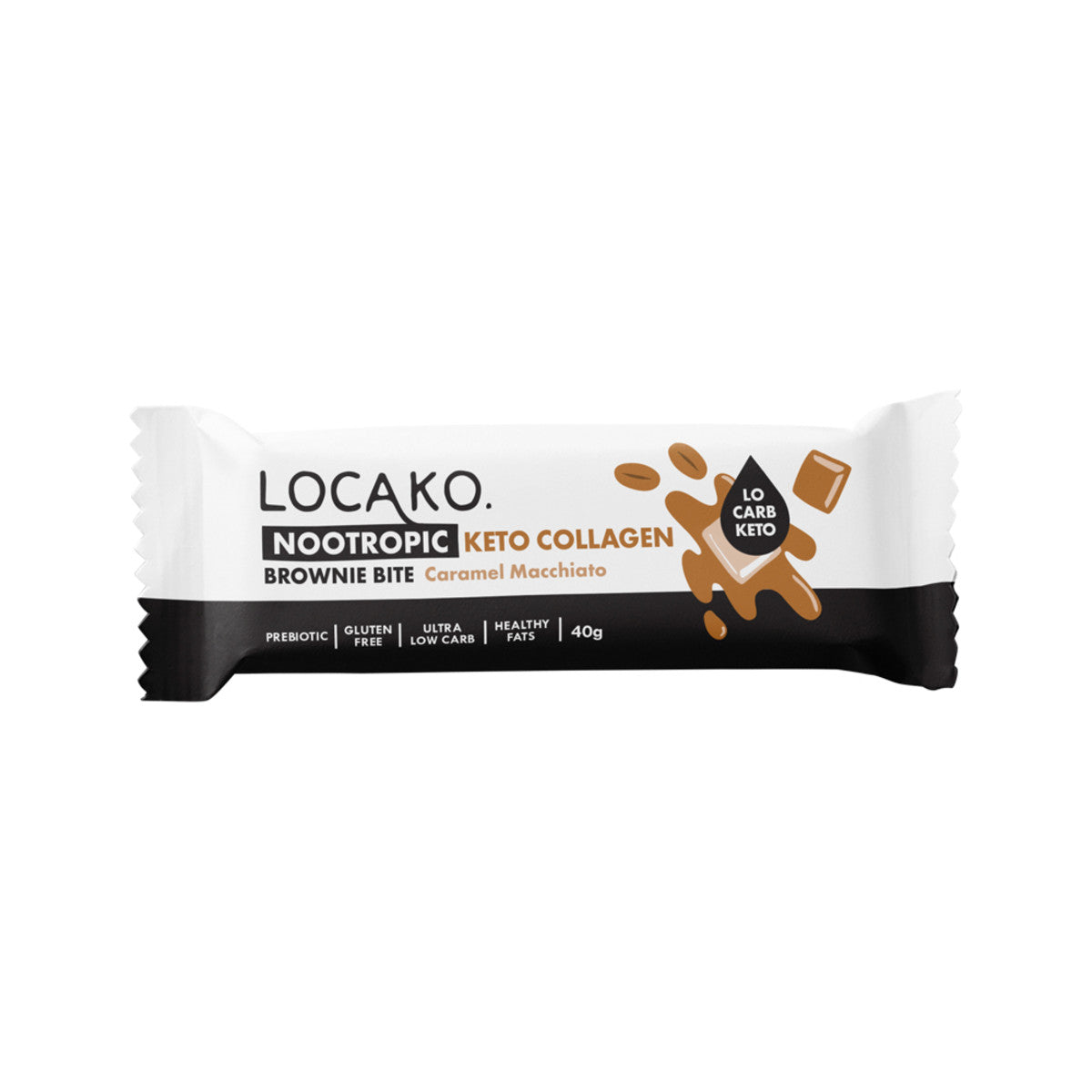 Locako Keto Collagen Brownie Bite (Nootropic) Caramel Macchiato 40g(Pack of 15)