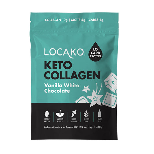 Locako Keto Collagen Vanilla White Chocolate (Collagen Protein with Coconut MCT) 440g