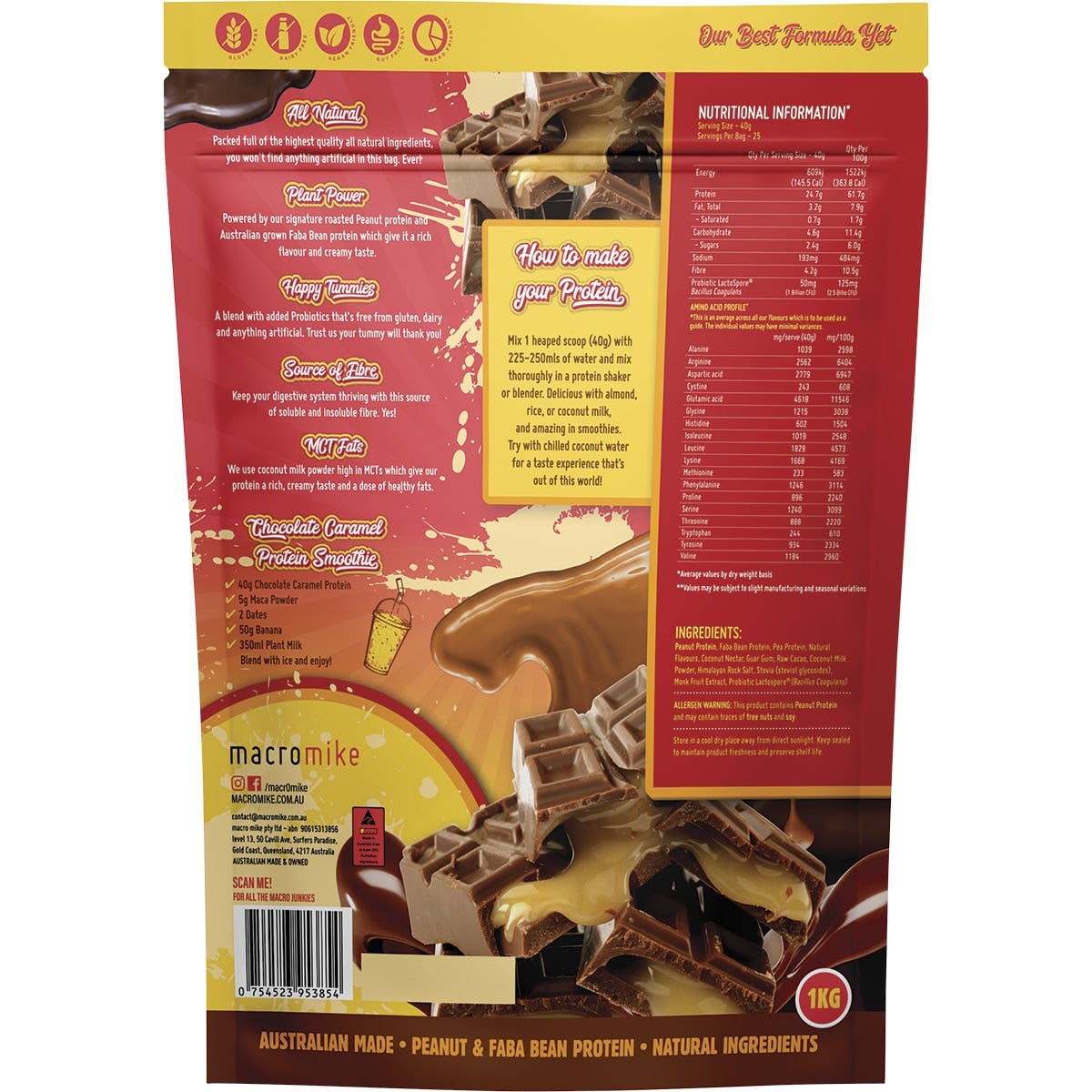 Macro Mike Peanut Plant Protein Chocolate Caramel 1kg