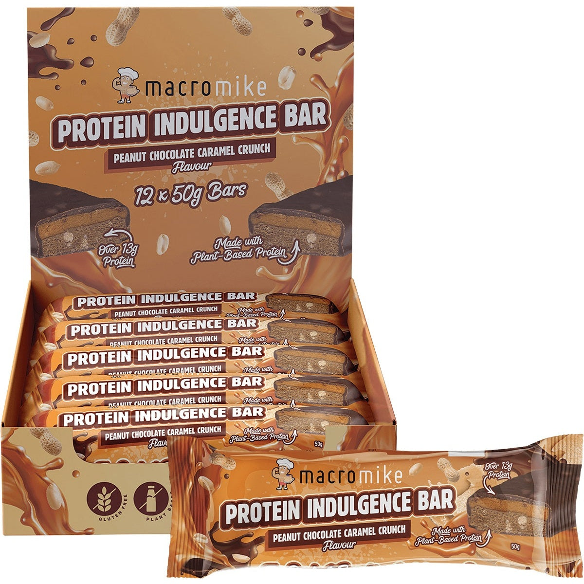 Macro Mike Protein Indulgence Bar Peanut Choc Caramel Crunch 12x50g