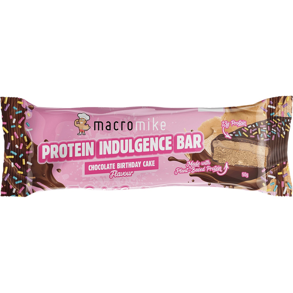 Macro Mike Protein Indulgence Bar Chocolate Birthday Cake 12x50g