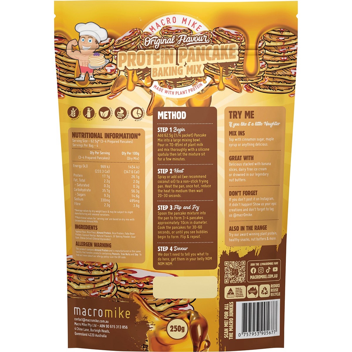 MACRO MIKE Almond Protein Pancake Baking Mix 300g