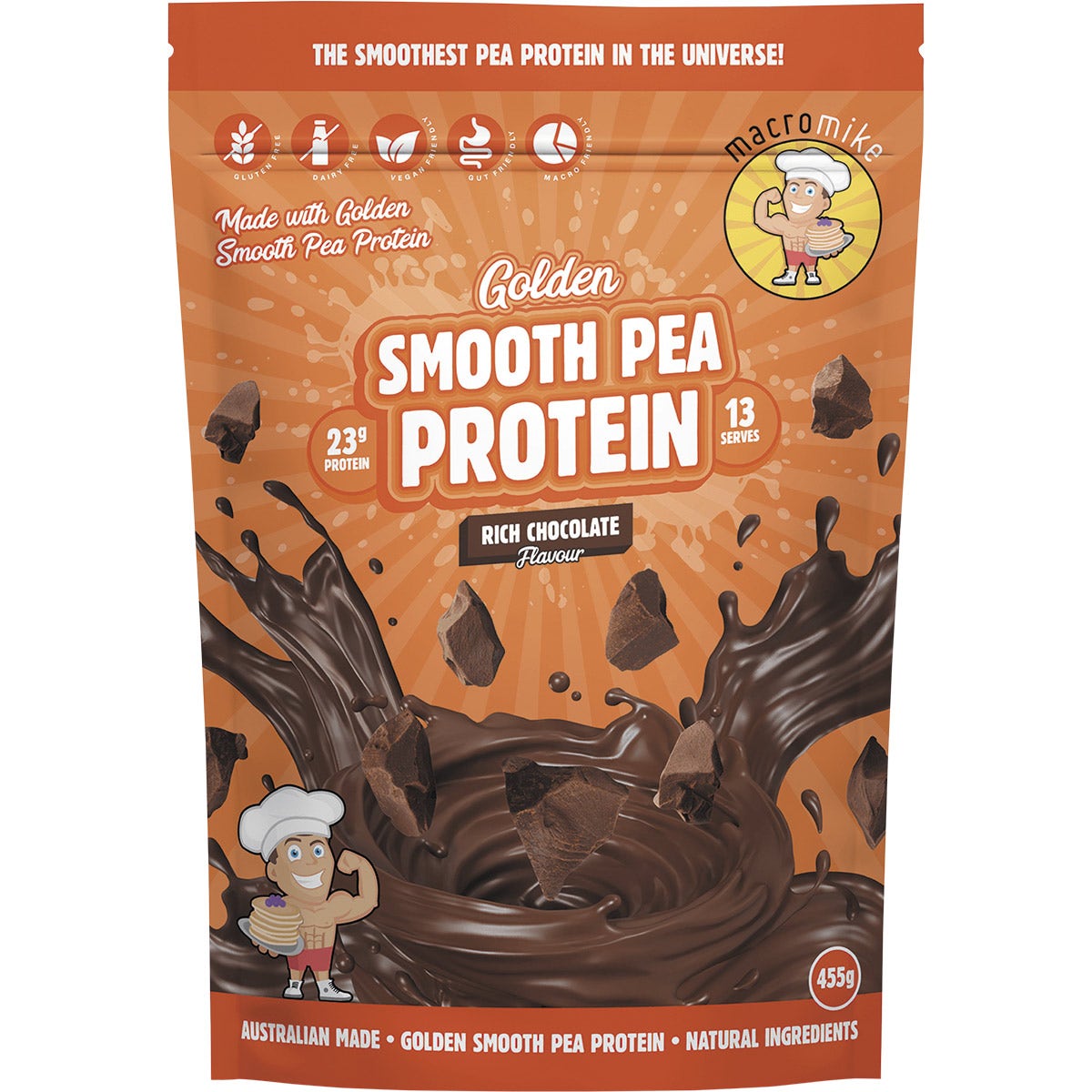Macro Mike Golden Smooth Pea Protein Rich Chocolate 455g