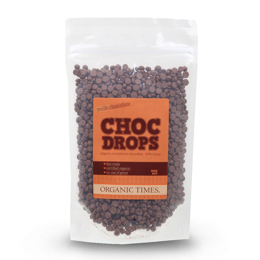 ORGANIC TIMES Choc Drops Milk Couverture Drops 500g