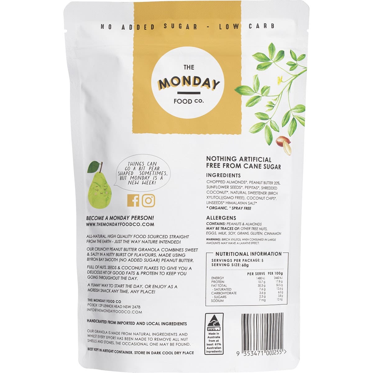 THE MONDAY FOOD CO Keto Gourmet Granola Crunchy Peanut Butter 300g