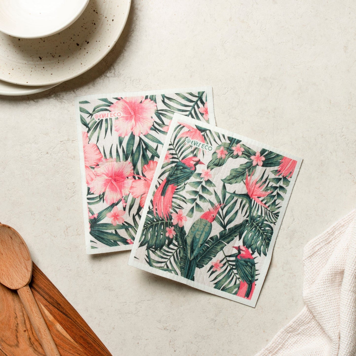 EVER ECO Eco Sponge Cloths Hawaiian Hibiscus Collection 2pk