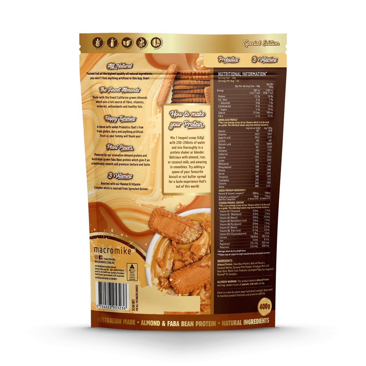 Macro Mike Premium Almond Protein Caramelised Biscuit 400g