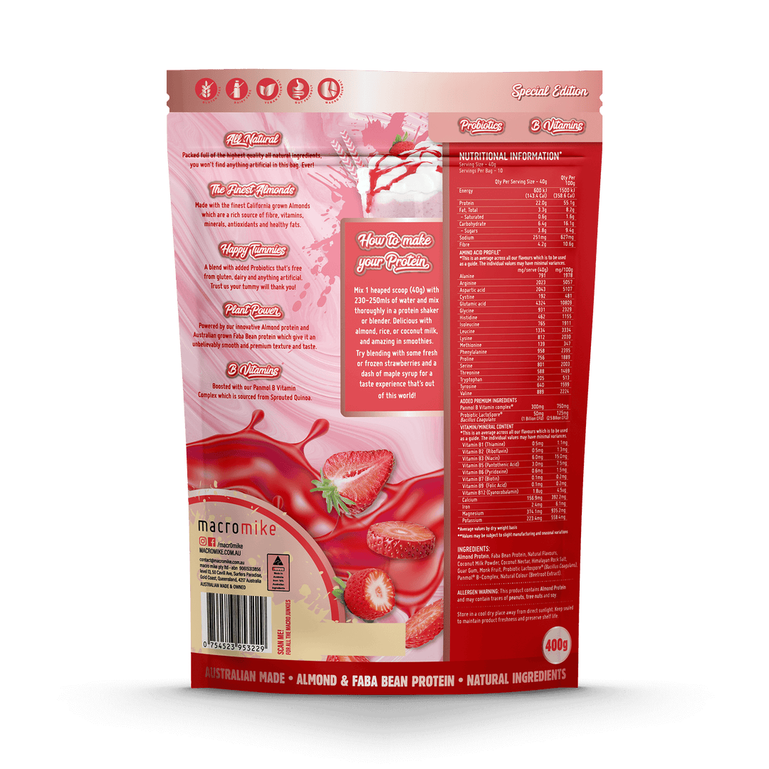 Macro Mike Premium Almond Protein Strawberry Thick Shake 400g