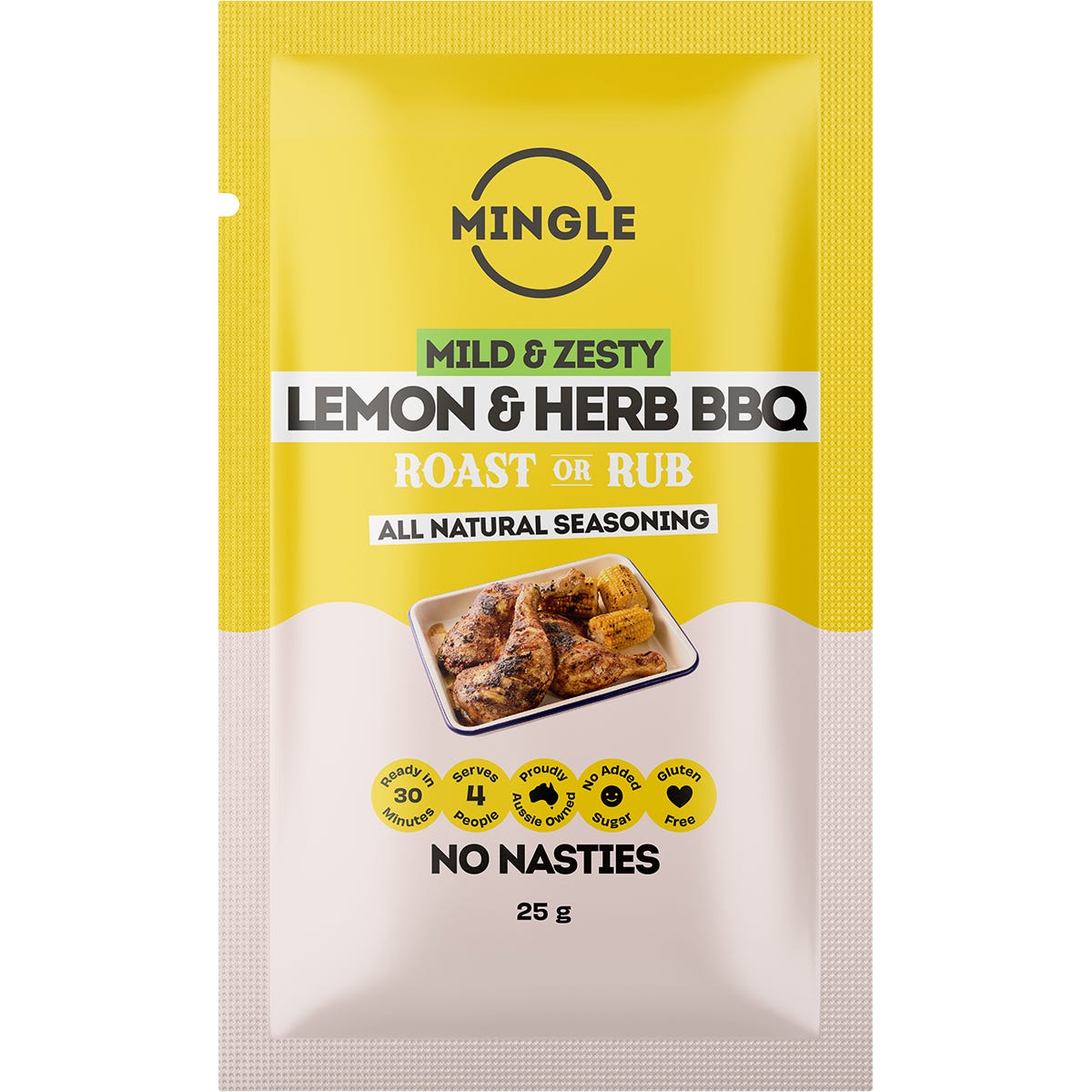 Mingle Lemon & Herb BBQ Roast Or Rub All Natural Seasoning 12x25g