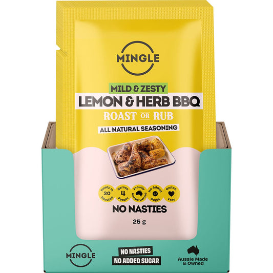 Mingle Lemon & Herb BBQ Roast Or Rub All Natural Seasoning 12x25g