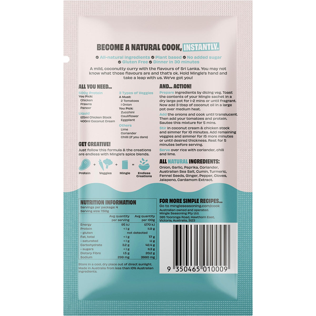 MINGLE Natural Seasoning Blend Sri Lankan Curry 12x30g