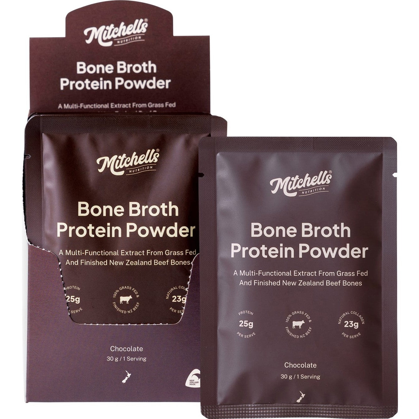 Mitchells Nutrition Bone Broth Protein Powder Chocolate 10x30g