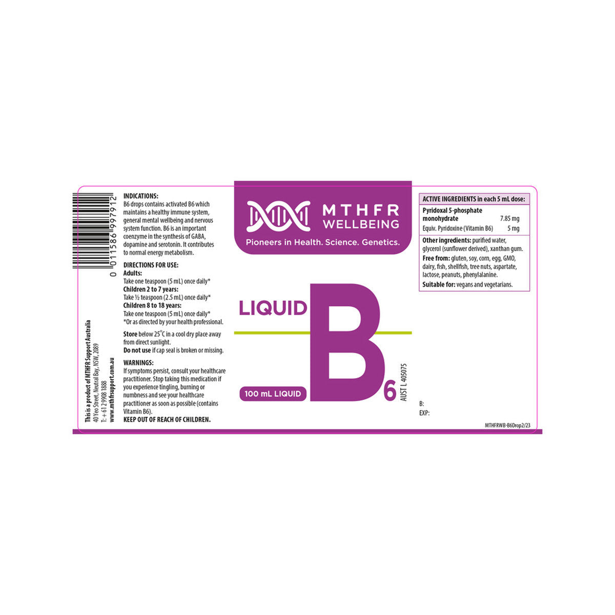 MTHFR Wellbeing B6 Drops 100ml