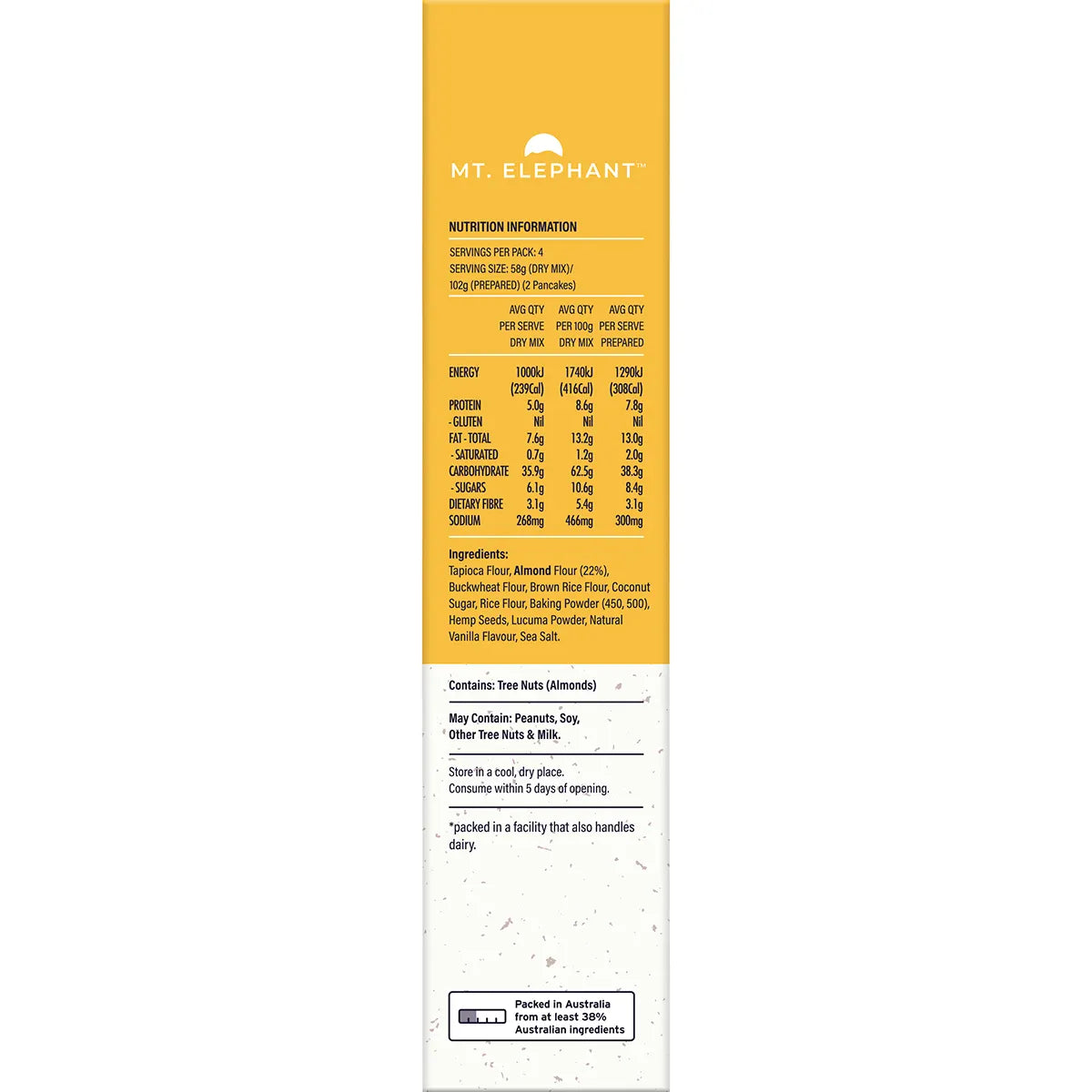 MT. ELEPHANT Wholefood Pancake Mix Very Vanilla 5x230g