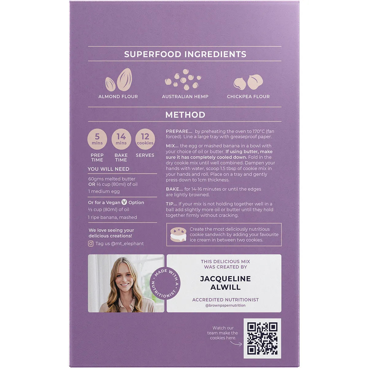 MT. ELEPHANT Superfood Cookie Mix Double Choc 5x375g