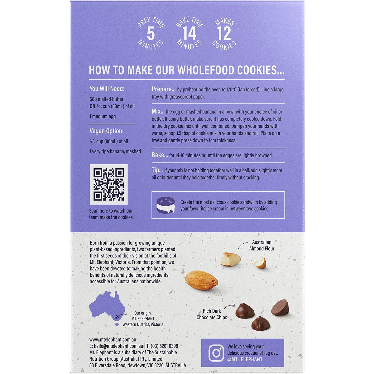 MT. ELEPHANT Superfood Cookie Mix Double Choc 5x375g