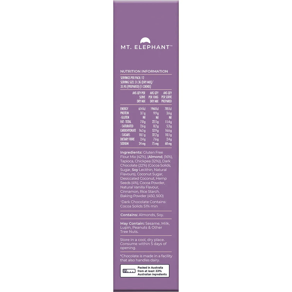 MT. ELEPHANT Superfood Cookie Mix Double Choc 5x375g