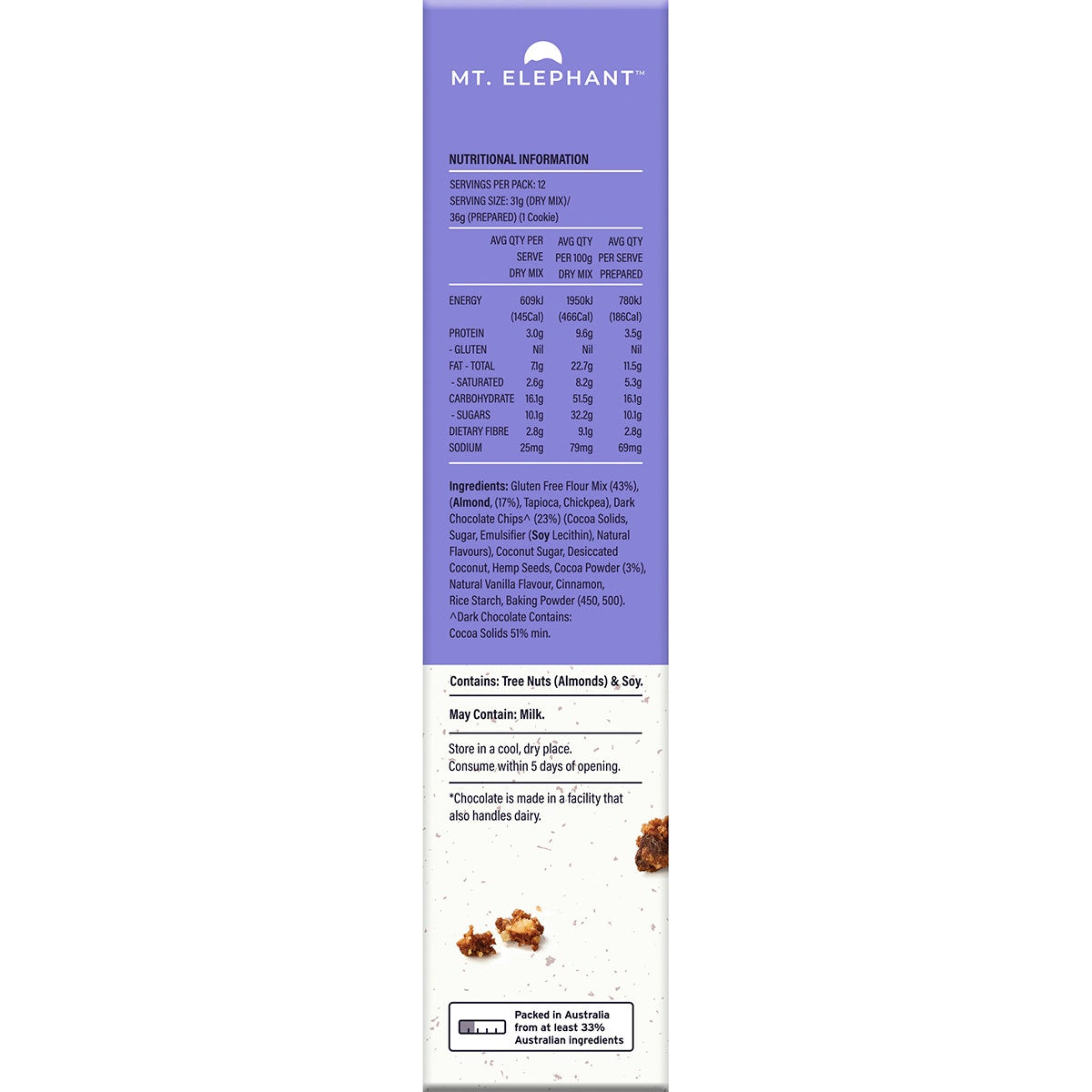 MT. ELEPHANT Superfood Cookie Mix Double Choc 5x375g