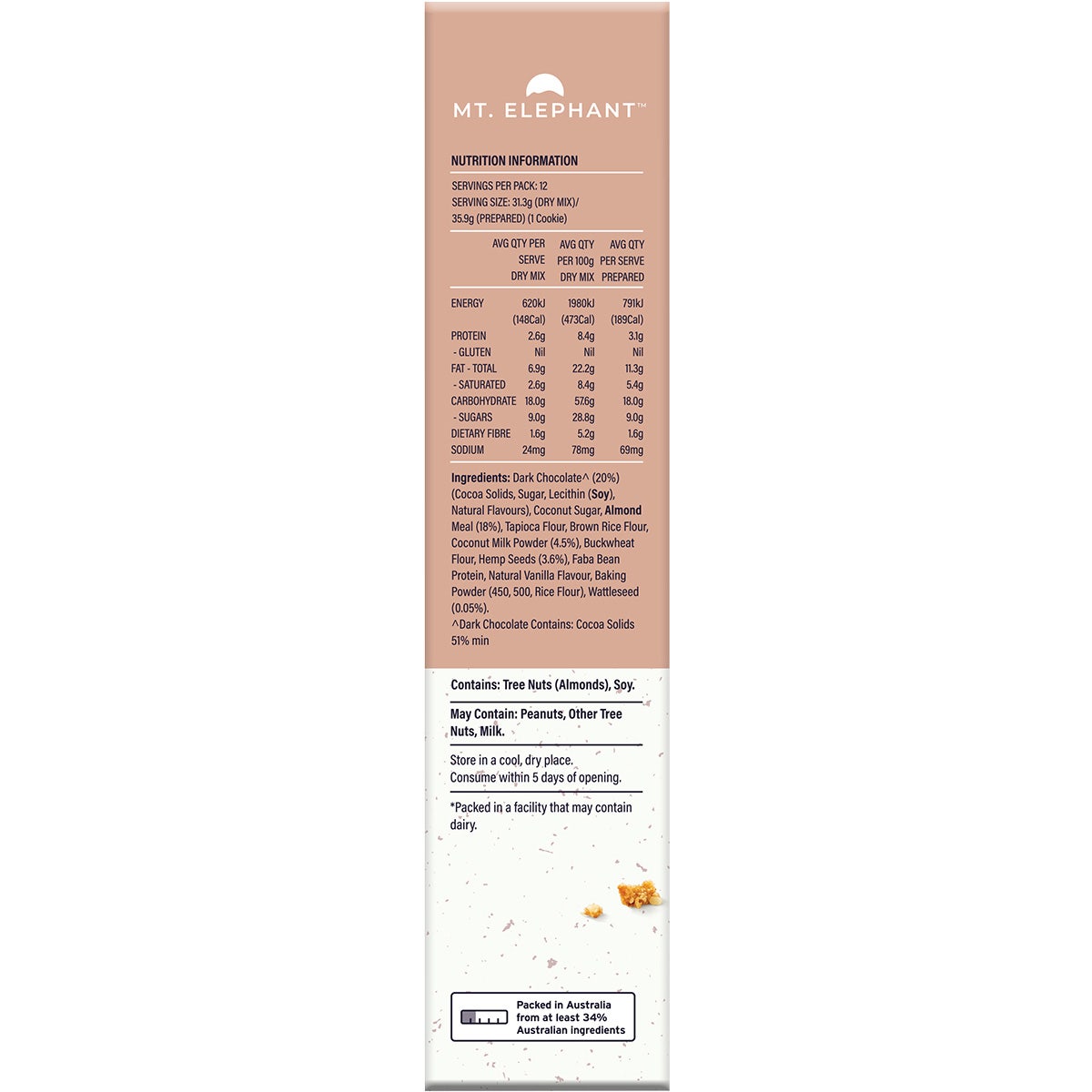 MT. ELEPHANT Wholefood Cookie Mix Chocolate Chip 5x375g