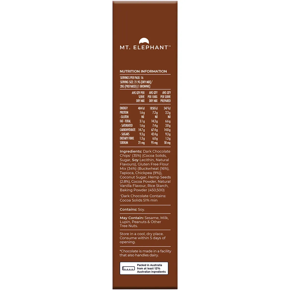 MT. ELEPHANT Wholefood Brownie Mix Choc Chunk 350g