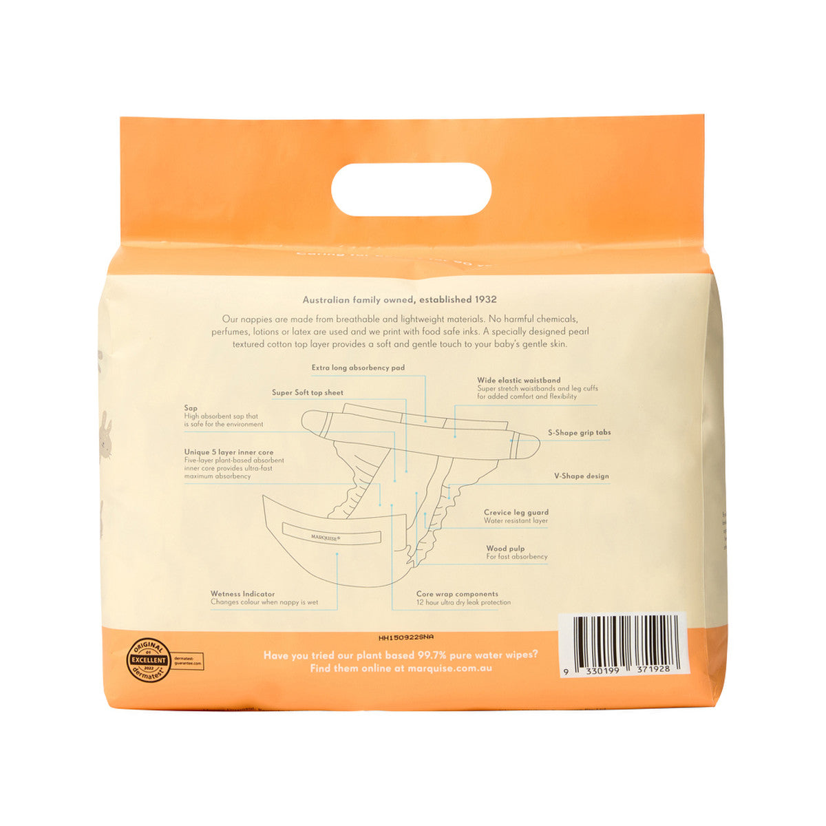 Marquise Premium Nappies (73% Plant Based) Infant Size 2 (4-8kg) x 24 Pack