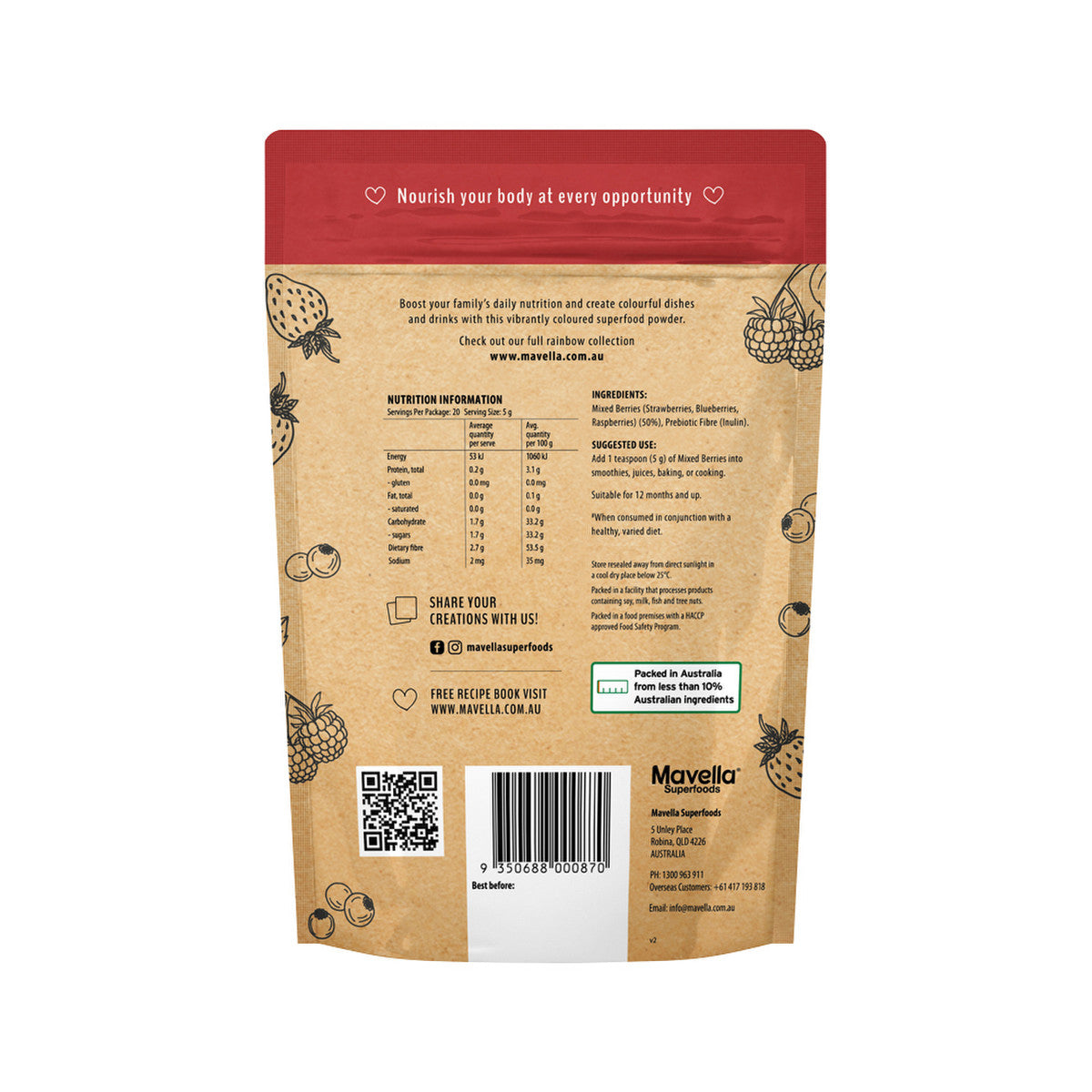 Mavella Superfoods Mixed Berries Powder 100g