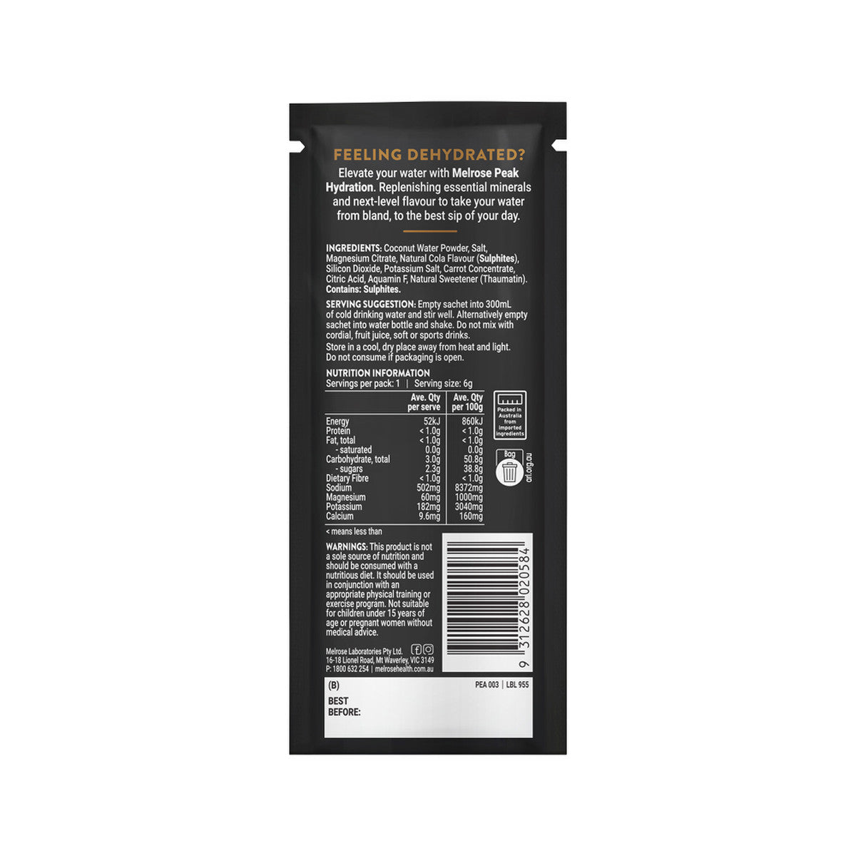 Melrose Peak Hydration Dirty Cola Sachet 6g(Pack of 20)