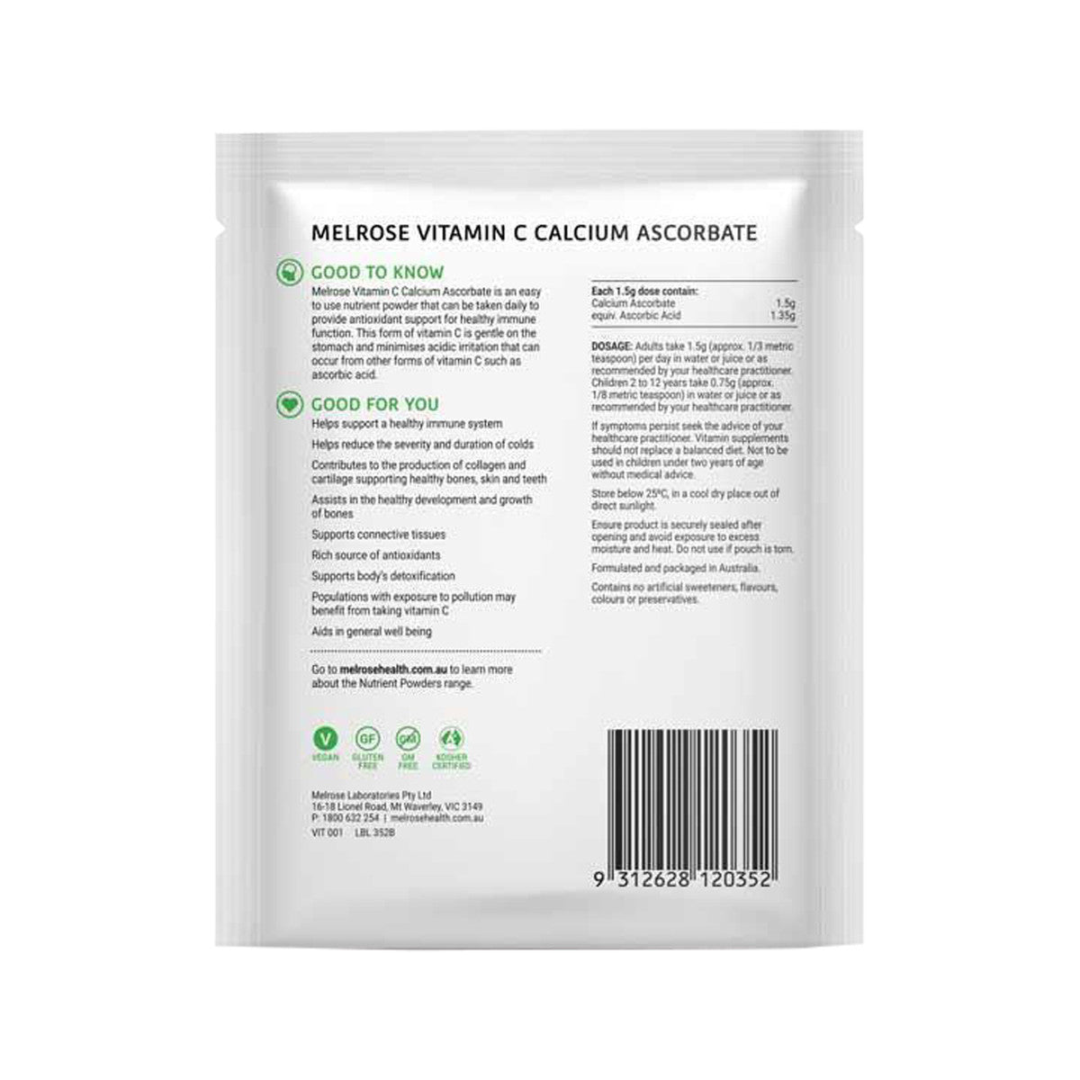 Melrose Vitamin C Calcium Ascorbate Oral Powder Sachet 125g