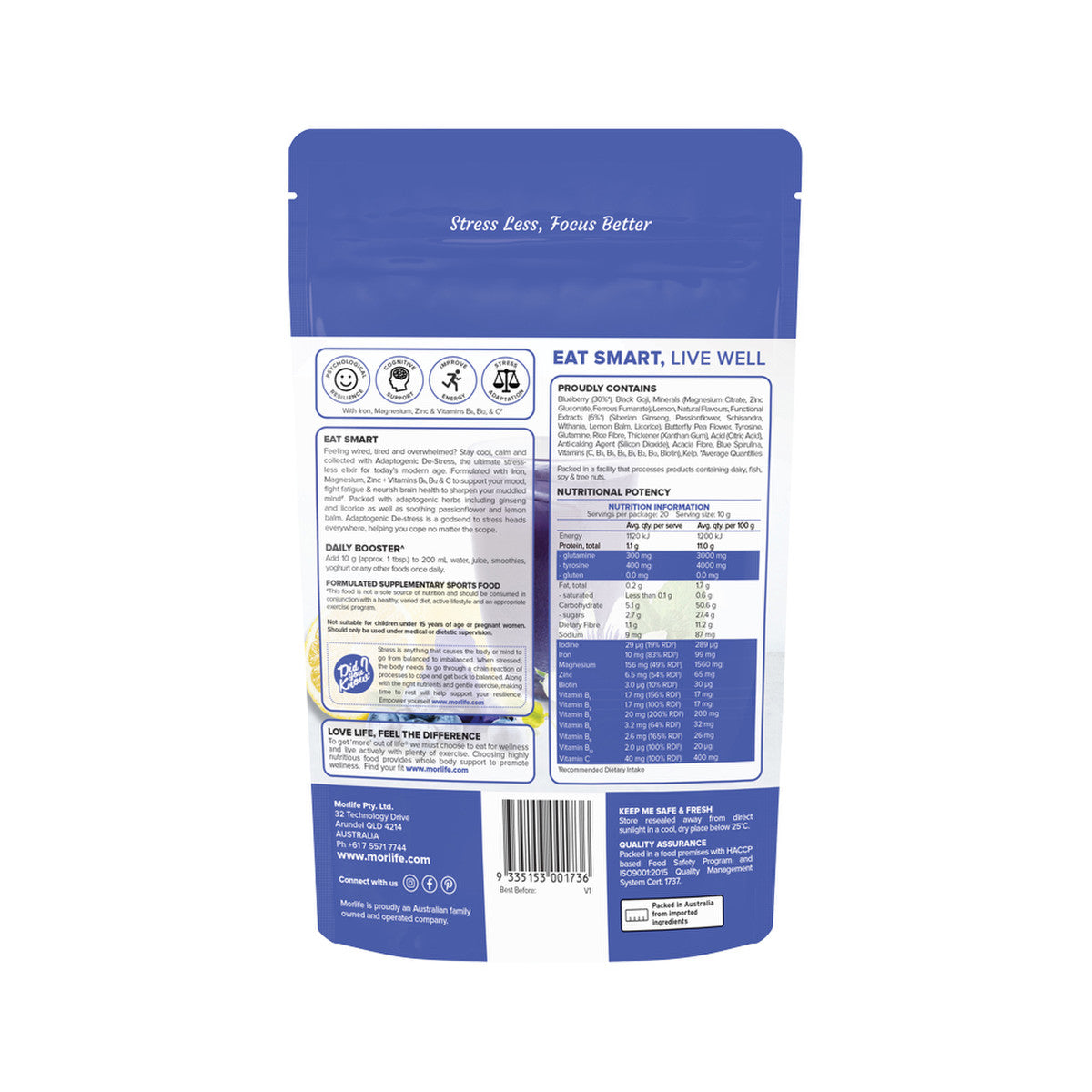 Morlife Adaptogenic De-Stress Chillberry 200g