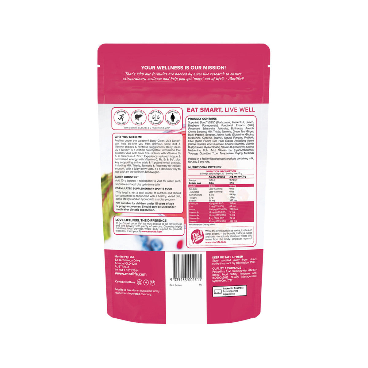Morlife Berry Clean Liv'a Detox Berry Elixir 200g