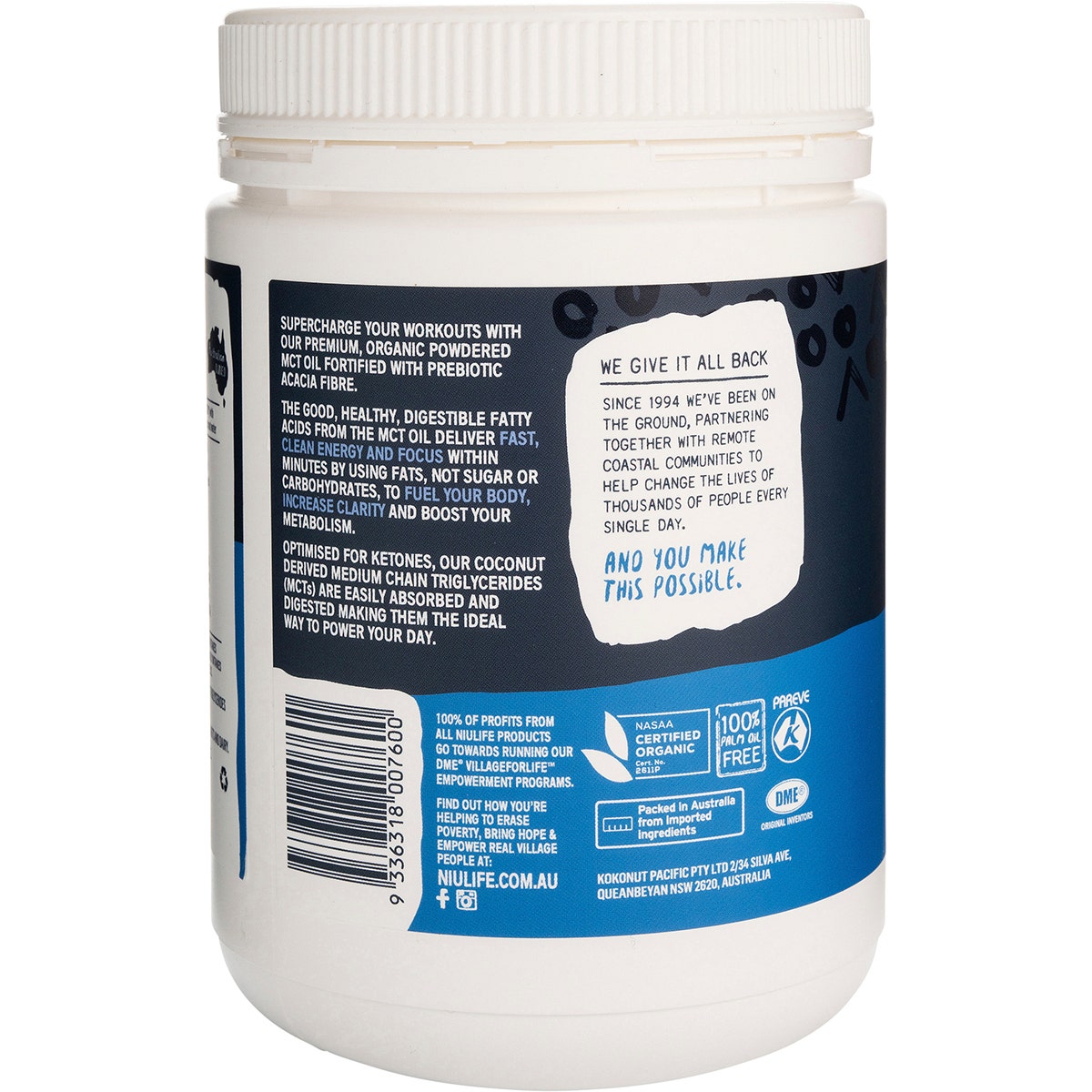 NIULIFE Organic MCT+ Power Powder Natural Unflavoured 400g