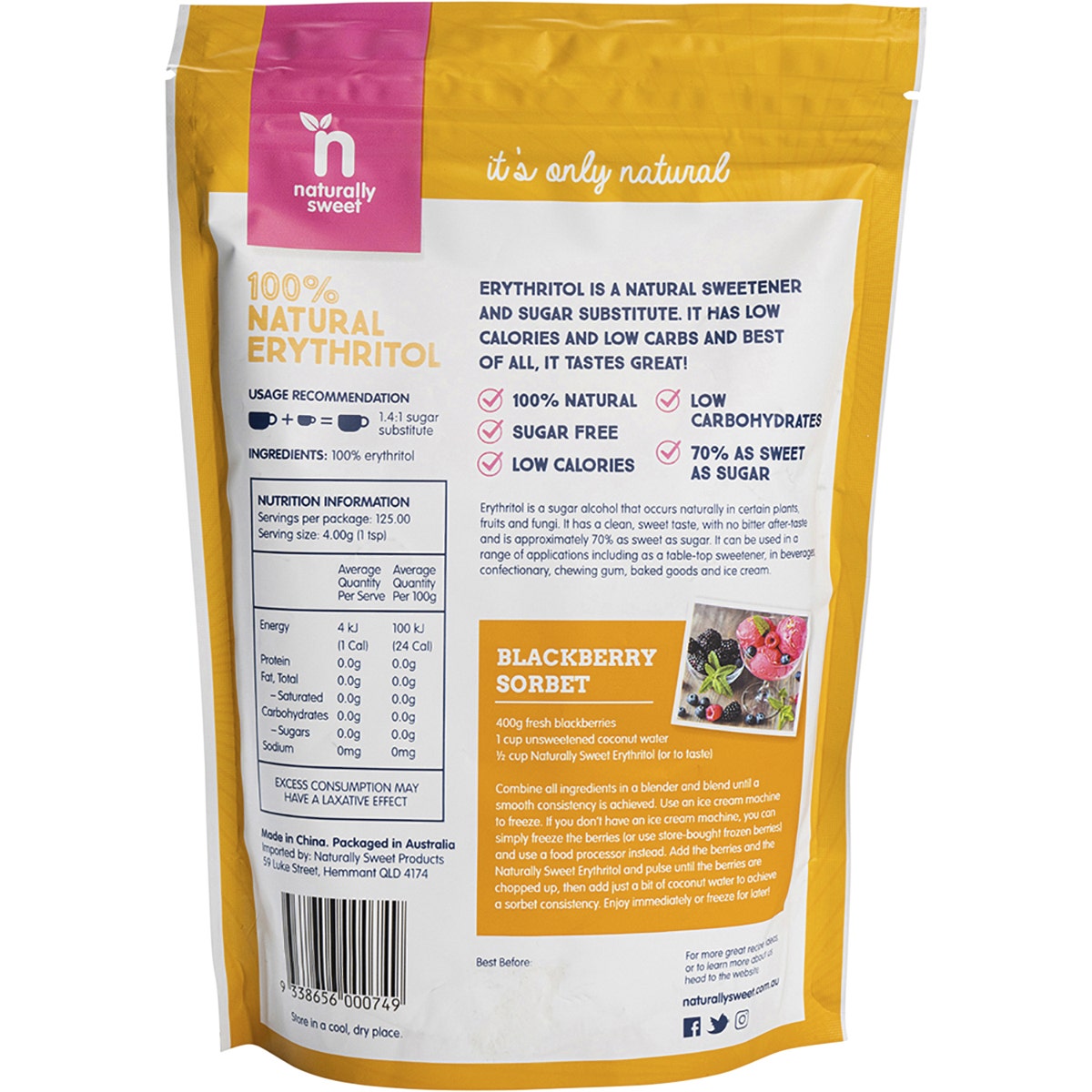 NATURALLY SWEET Erythritol 500g