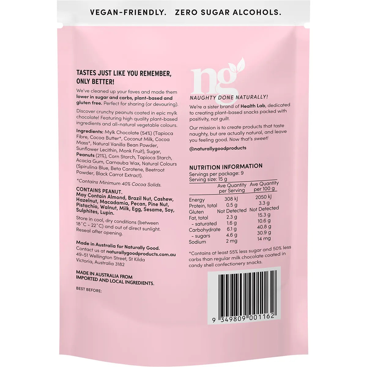 NATURALLY GOOD Peanut Mylk Partyz 55% less sugar 6x135g