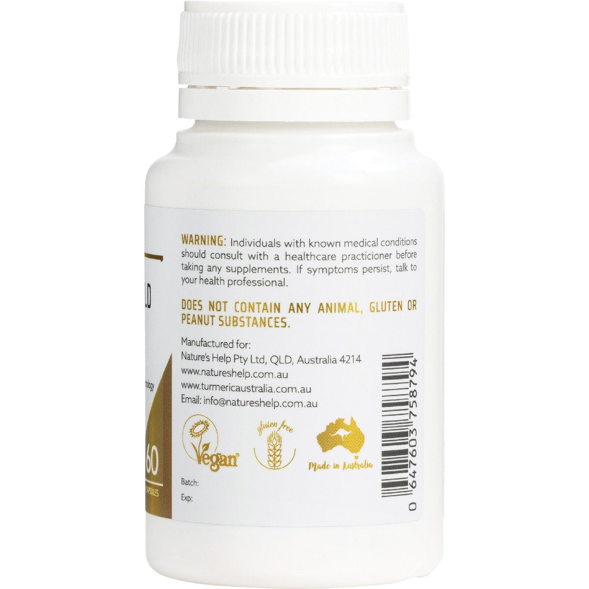 NATURE'S HELP Curcumin Gold 396mg High Absorption Capsules 60 Caps