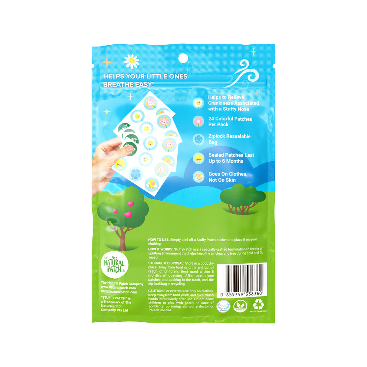The Natural Patch Co. StuffyPatch Organic Stickers x 24 Pack
