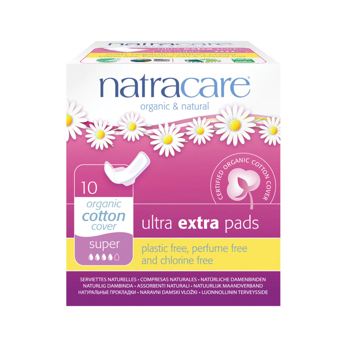 Natracare Ultra Extra Pads Super with Organic Cotton Cover x 10 Pack