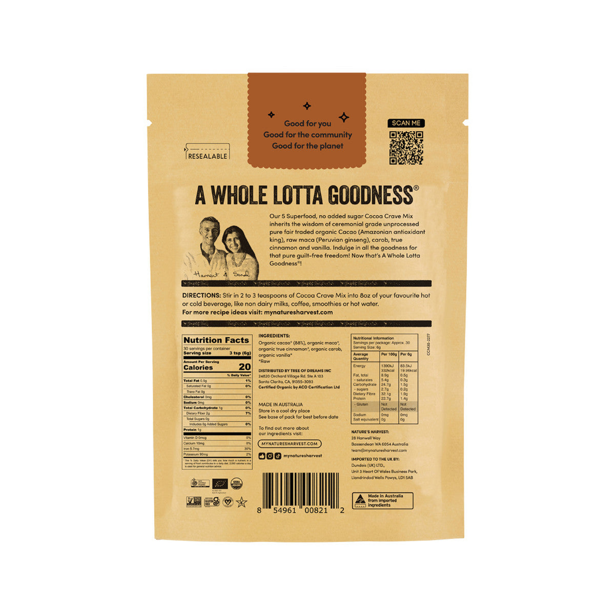 Nature's Harvest Organic Cocoa Crave Mix 180g