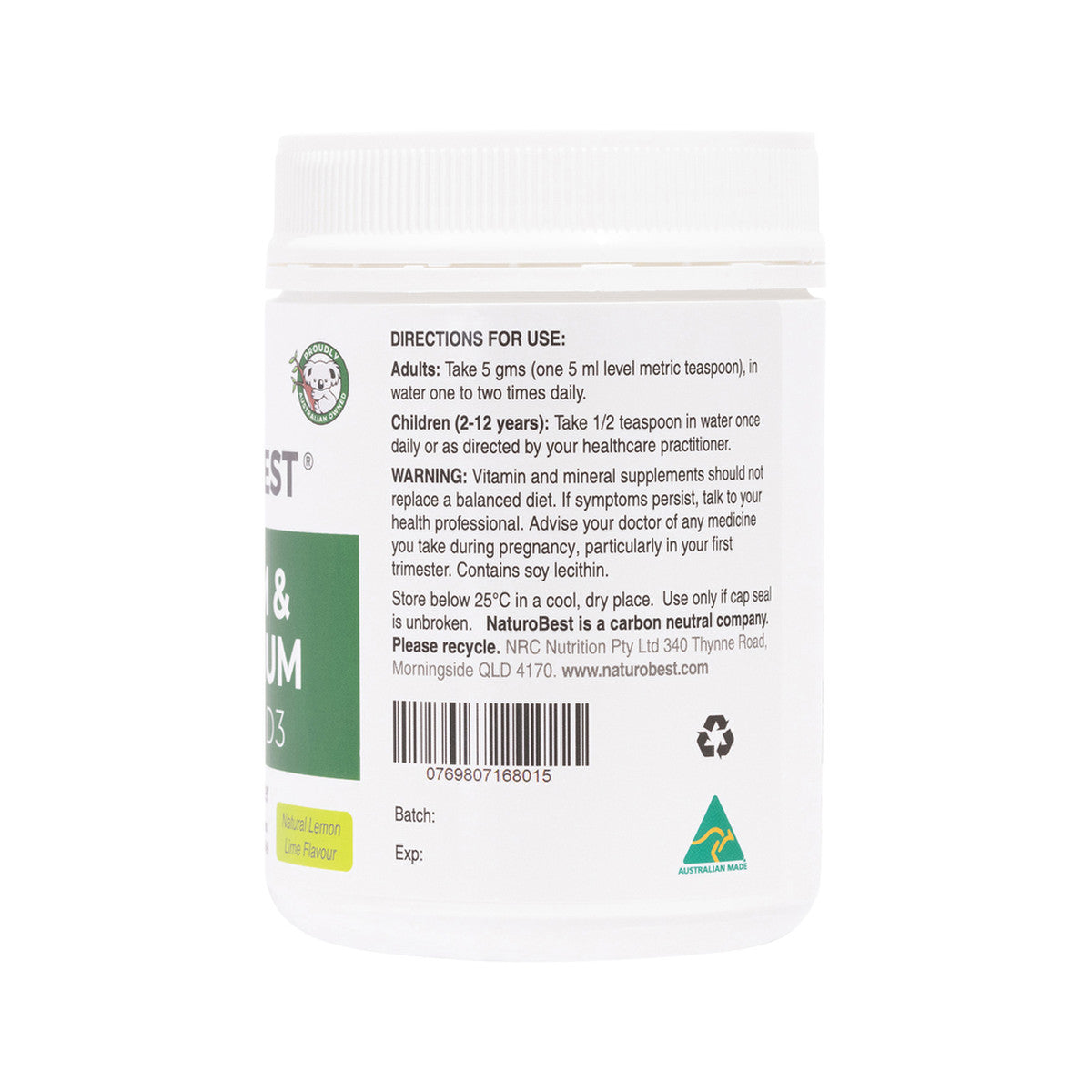 NaturoBest Calcium & Magnesium Plus K2 & D3 300g