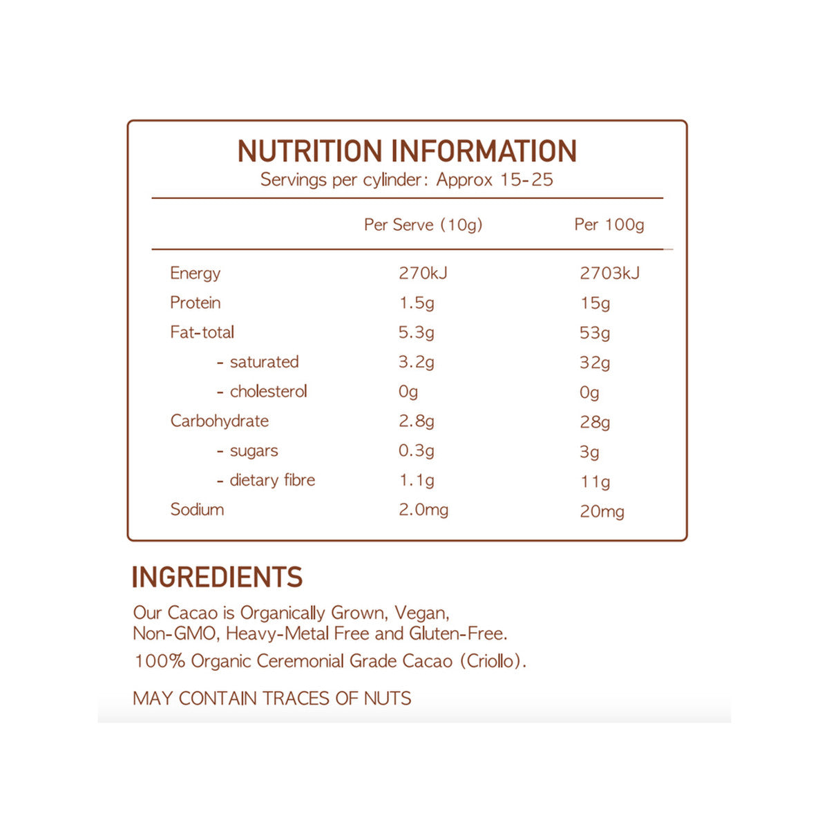 Nourish Hub Ceremonial Grade Cacao 250g