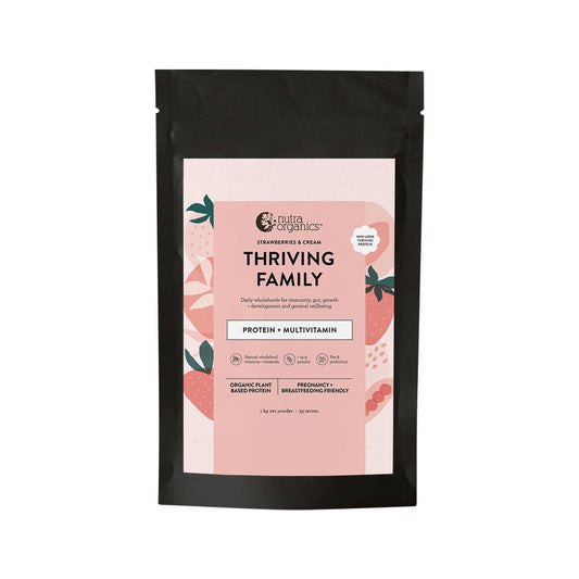 Nutra Organics Organic Thriving Family Protein (Protein + Multivitamin) Strawberries & Cream 1kg