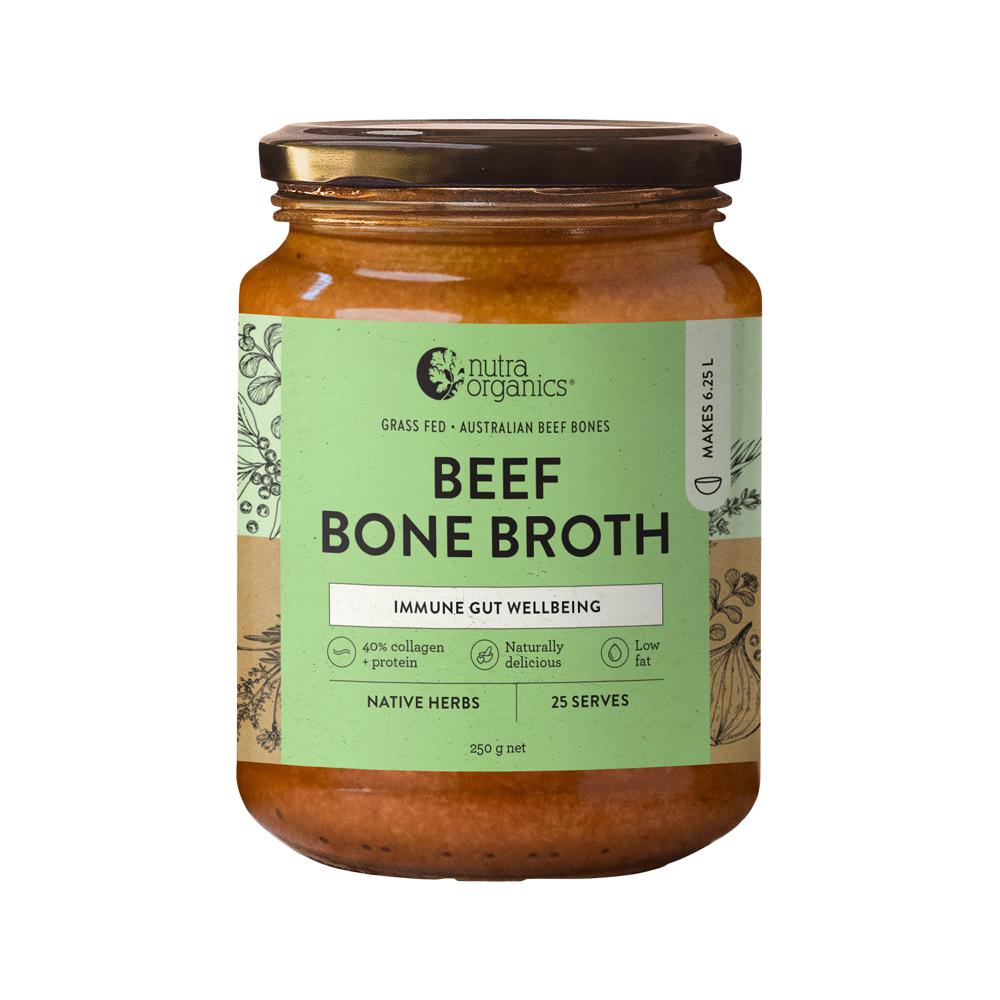 Nutra Organics Bone Broth Beef Concentrate Native Herbs 250g