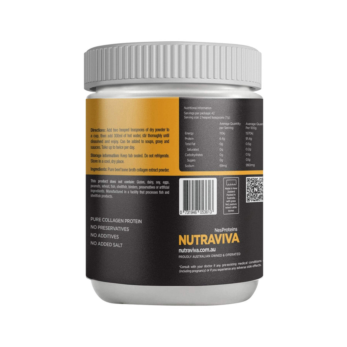 Nutraviva (NesProteins) Bone Broth Pure (Beef) Unflavoured 300g