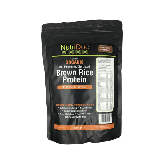 Nutridoc Organic Bio-Fermented Sprouted Brown Rice Protein Plus added Carnitine Chocolate 1kg