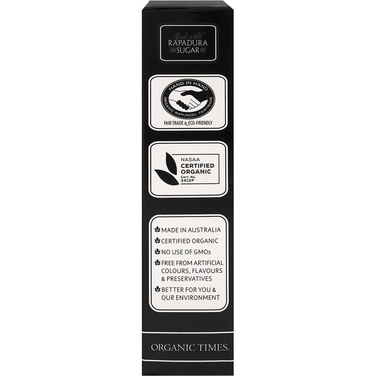 ORGANIC TIMES Milk Chocolate Licorice 150g