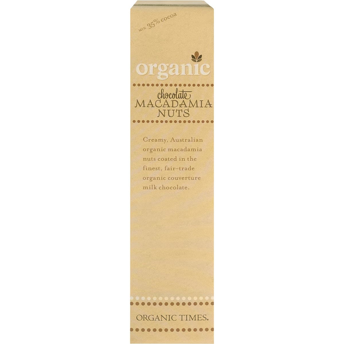 ORGANIC TIMES Milk Chocolate Macadamia Nuts 150g