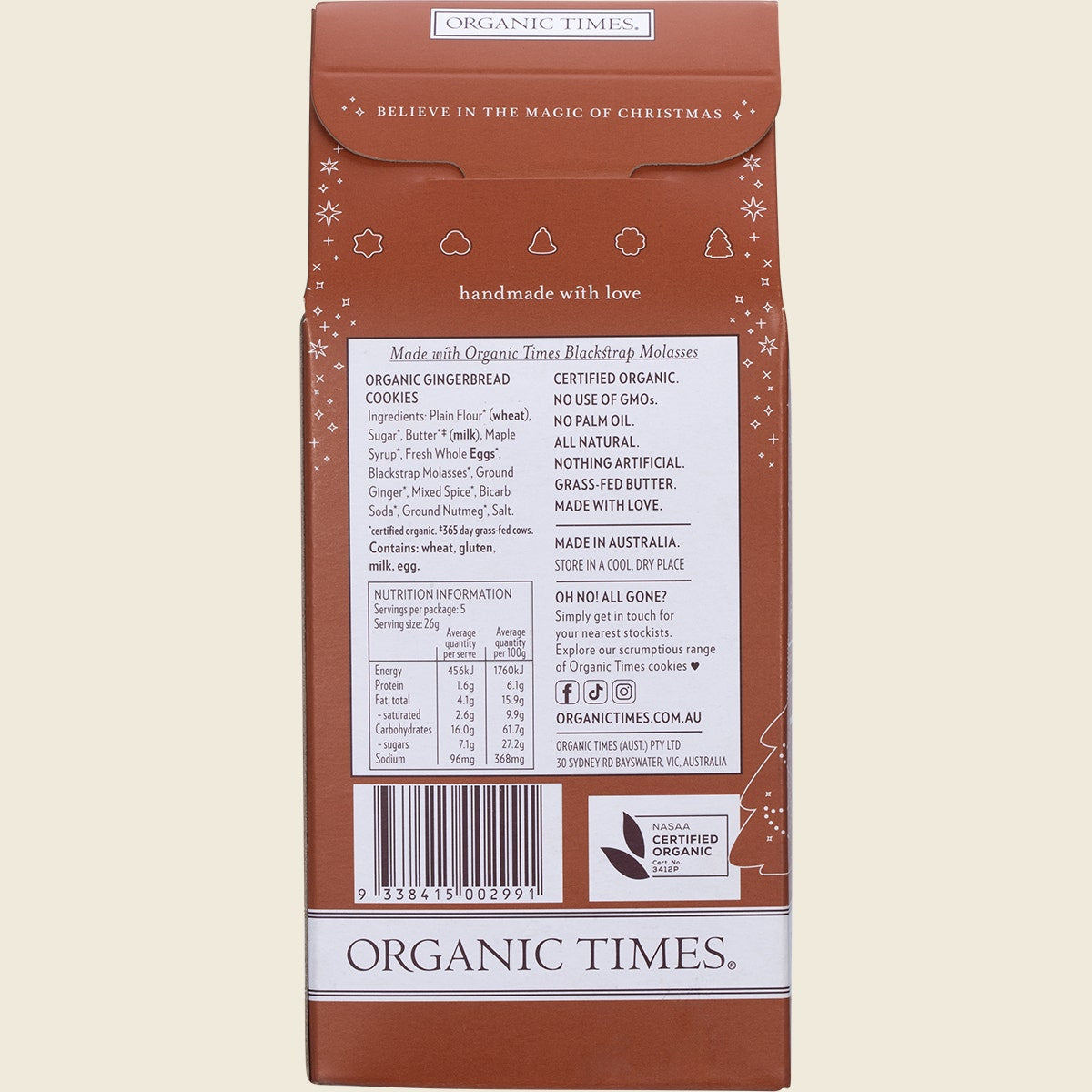 Organic Times Organic Gingerbread Cookies 130g