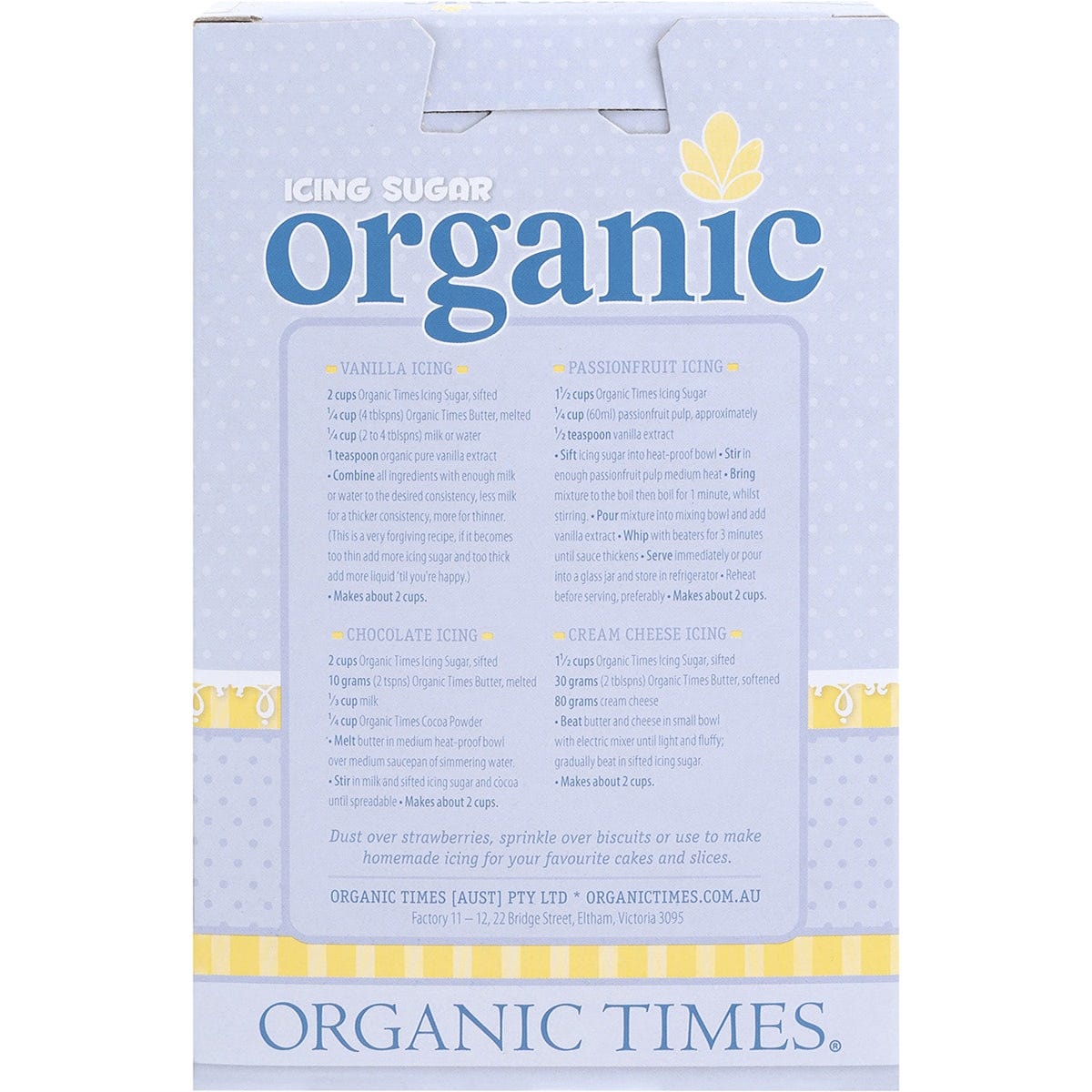 ORGANIC TIMES Icing Sugar 250g