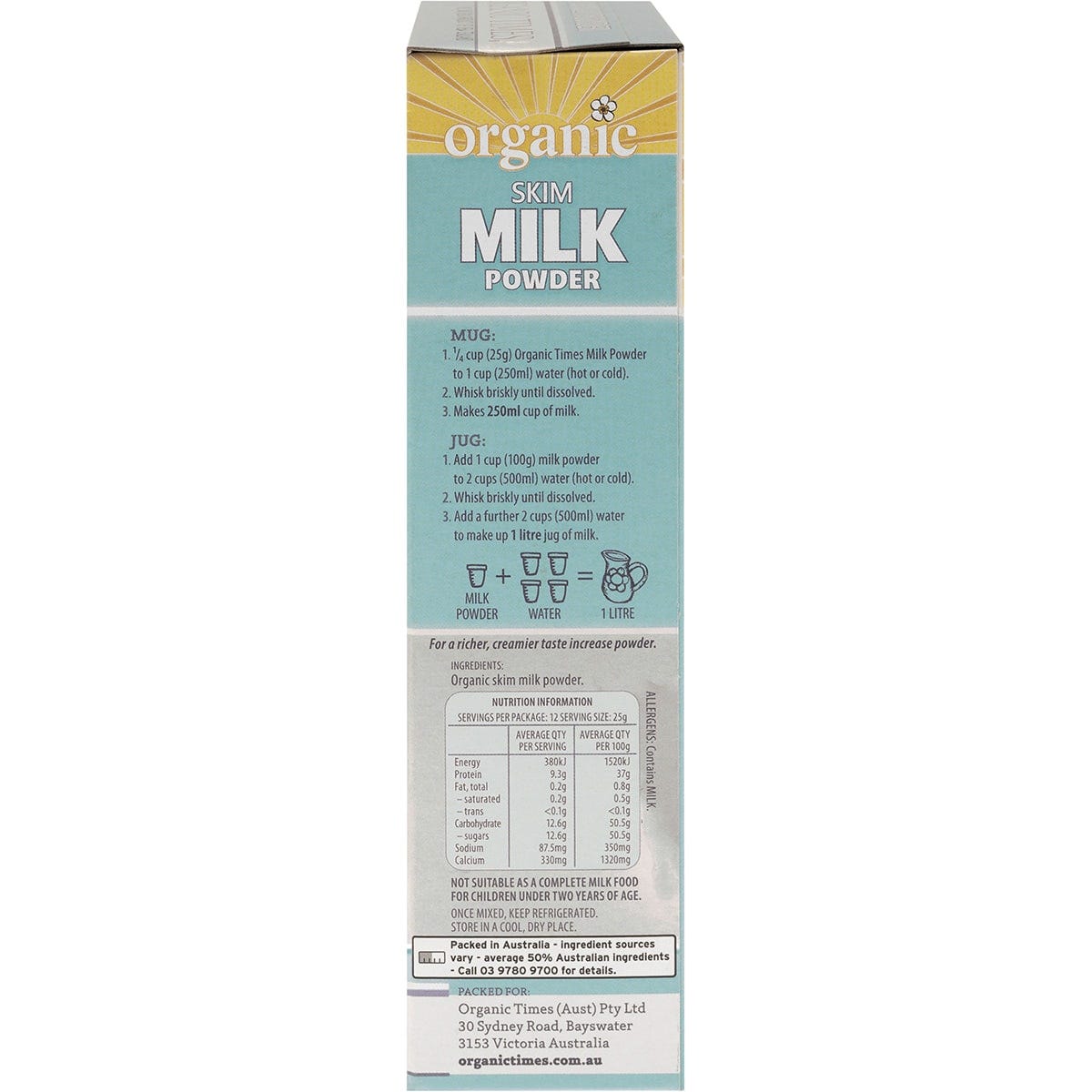 ORGANIC TIMES Milk Powder Skim 300g